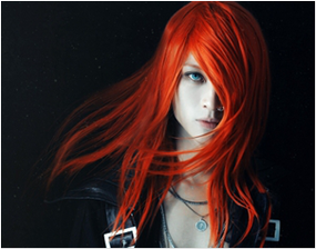 Picture of a girl with dyed red hair